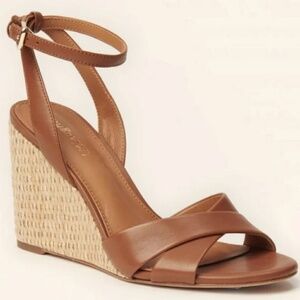 Brown Wedge Sandals J.Mclaughlin Leeann Leather Wedges Sz 6.5